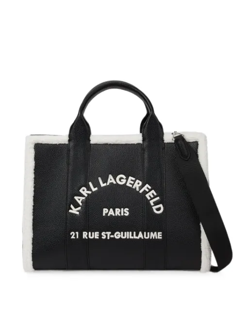 Karl Lagerfeld medium Rue St-Guillaume shearling square tote bag Black B4W30087999
