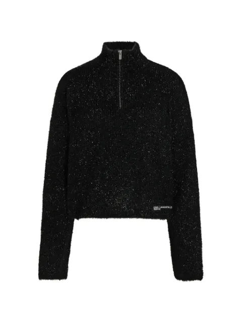 Karl Lagerfeld Jeans half-zip fluffy-knit sweater Black B4W18008999