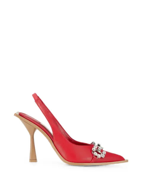 God Save Queens crystal-embellished slingback pumps Red GSQ132410RD