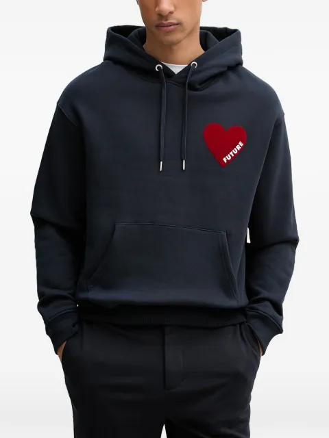 FROM FUTURE heart-patch drawstring hoodie Blue MSW01121