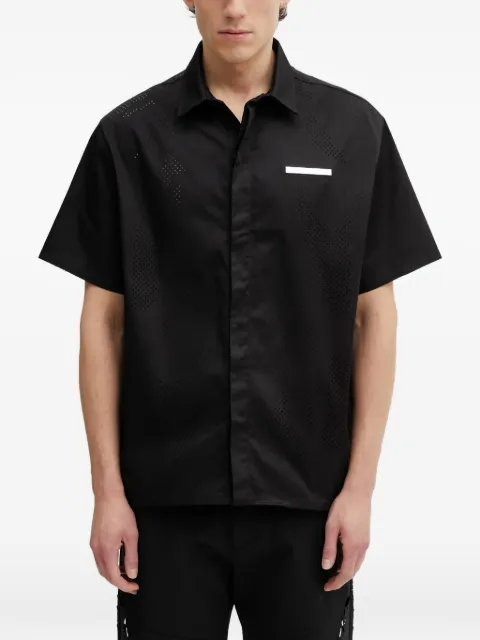 HELIOT EMIL perforated logo-plaque shirt Black SS26M05077BLK01