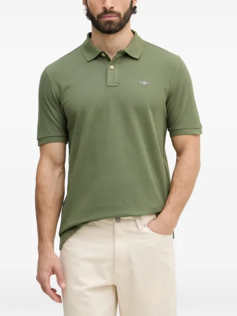 Gant logo-embroidered piqué polo shirt Green 2210