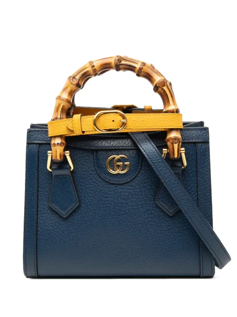 Gucci Pre-Owned 2021-2026 Small Calfskin Bamboo Diana satchel Blue H4ADJ37HMKLRGMCK