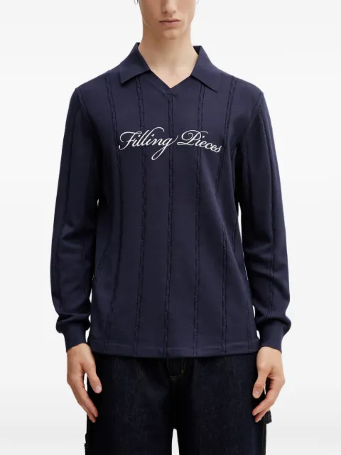 Filling Pieces logo-embroidered cable-knit sweatshirt Blue 412674500148