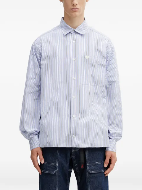 Filling Pieces vertical-stripe logo-embroidered shirt Blue 412621501293