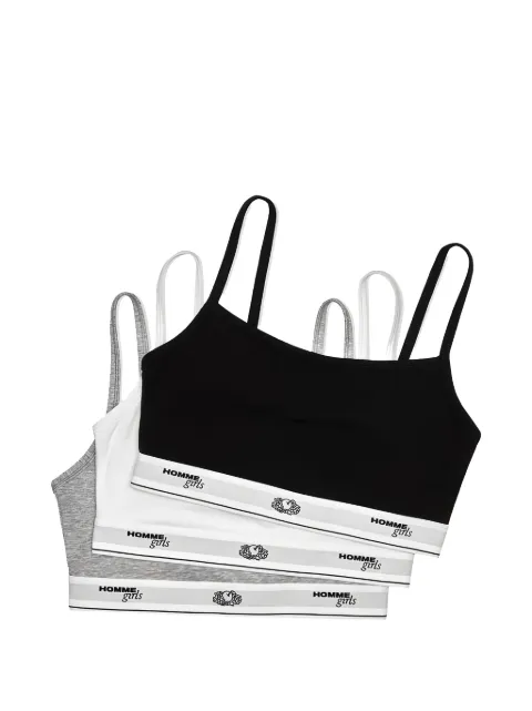 HommeGirls x Fruit Of The Loom logo-waistband cami bralettes (set-of-three) Black HGFOTL004