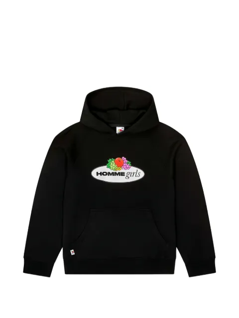 HommeGirls x Fruit Of The Loom logo-print raglan-sleeve hoodie Black HGFOTL012