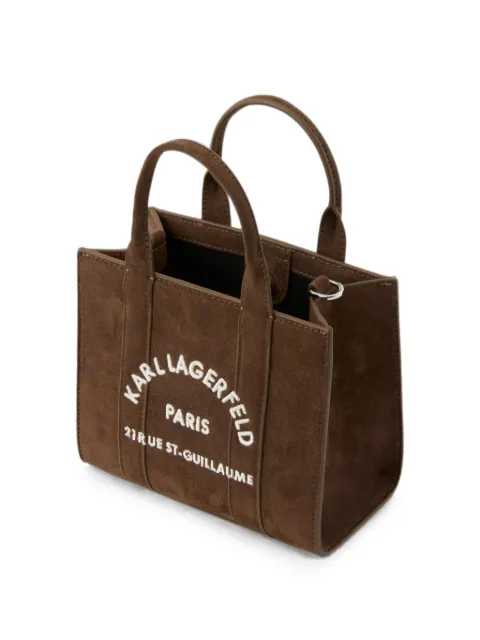 Karl Lagerfeld mini Rue St-Guillaume suede square tote Brown B4W30374451