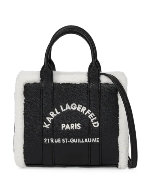 Karl Lagerfeld mini Rue St-Guillaume shearling square tote bag Black B4W30089999