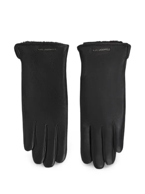 Karl Lagerfeld logo leather gloves Black B4W33084999