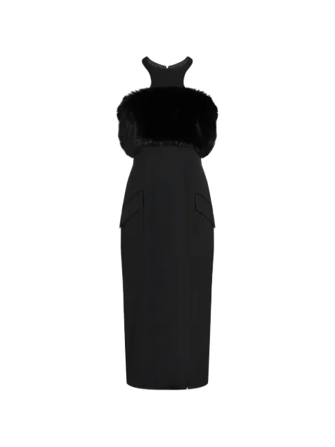 Karl Lagerfeld faux-fur-trim dress Black B4W13007999