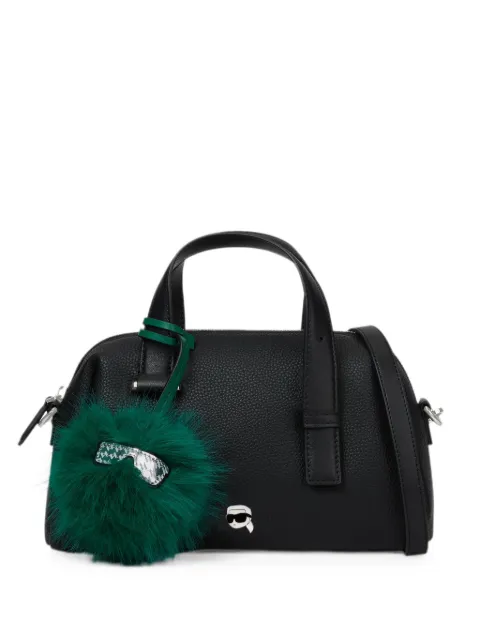 Karl Lagerfeld small Ikon pebble satchel bag Black B4W30082999