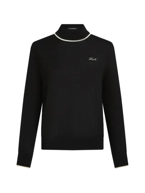 Karl Lagerfeld logo-embroidered turtleneck sweater Black B4W18055999
