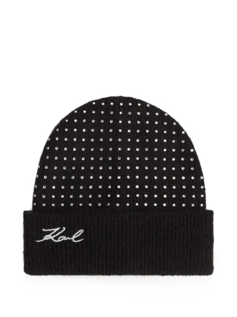 Karl Lagerfeld K/signature rhinestone-embellished beanie Black B4W33009999