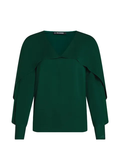 Karl Lagerfeld V-neck flounce blouse Green B4W11011418