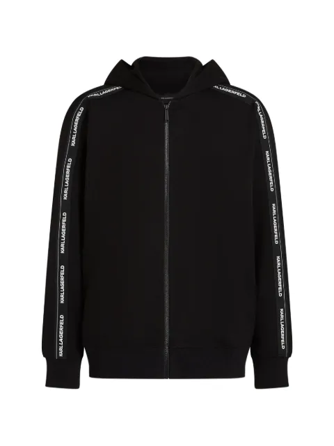 Karl Lagerfeld logo-tape zip-up hoodie Black B4M44003999