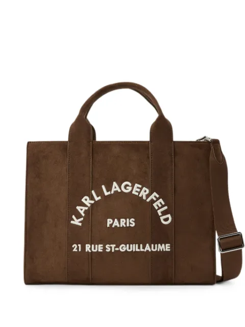 Karl Lagerfeld medium Rue St-Guillaume suede square tote bag Brown B4W30373451