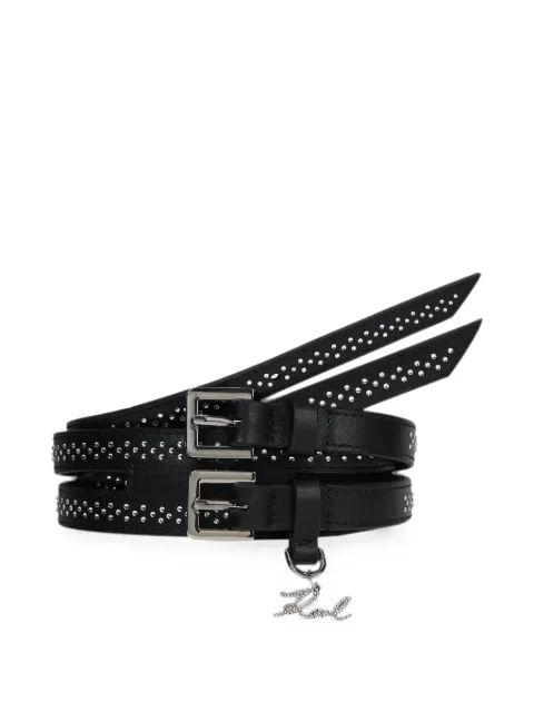 Karl Lagerfeld K/Signature rhinestone double belt Black B4W33024999