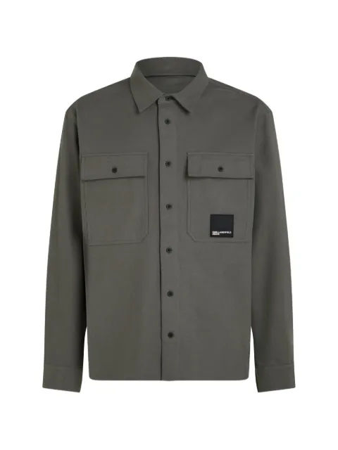 Karl Lagerfeld Jeans logo-patch flannel shirt Grey B4M160082QH