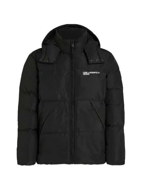 Karl Lagerfeld Jeans logo-print hooded puffer padded jacket Black B3M15011999