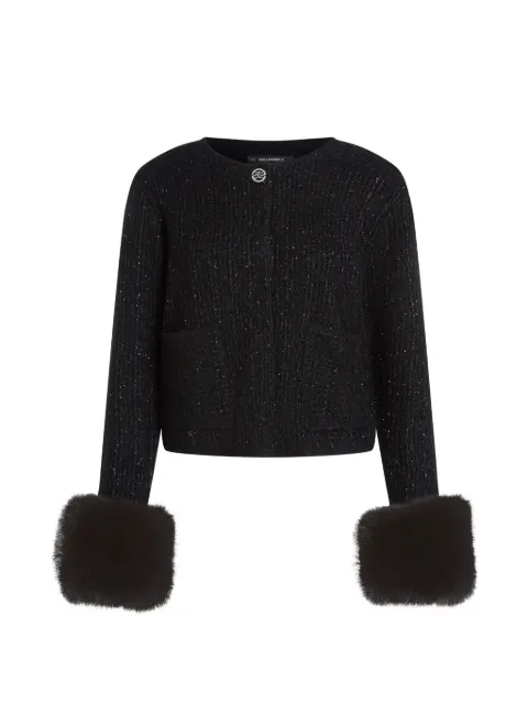 Karl Lagerfeld faux fur-trim knitted cardigan Black B4W18017999