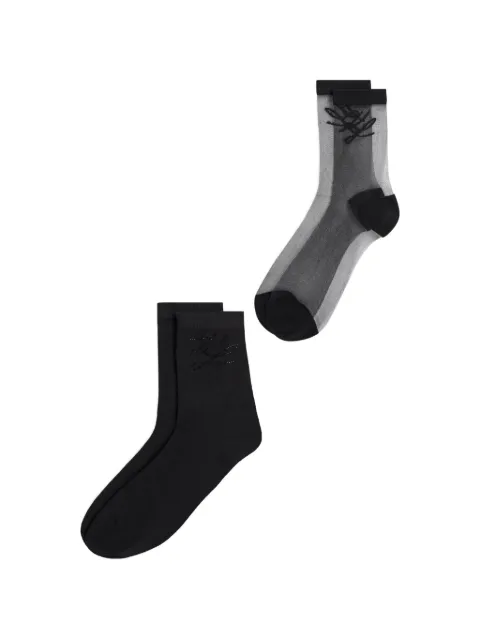 Karl Lagerfeld Autograph mesh and rhinestone socks (pack of two) Black B4W47023999