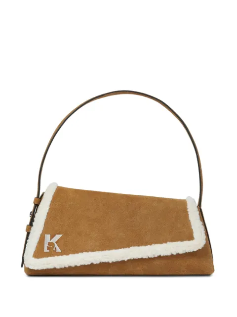 Karl Lagerfeld Jeans Geo suede flap shoulder bag Brown B4W30157157