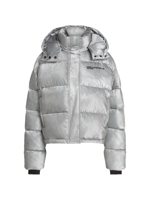 Karl Lagerfeld Jeans cropped shiny puffer jacket Silver B4W15059272
