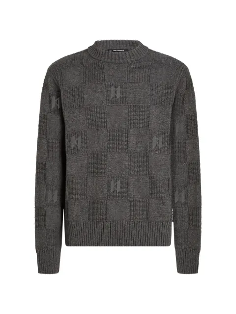 Karl Lagerfeld monogram checked cotton sweater Grey B4M18048284