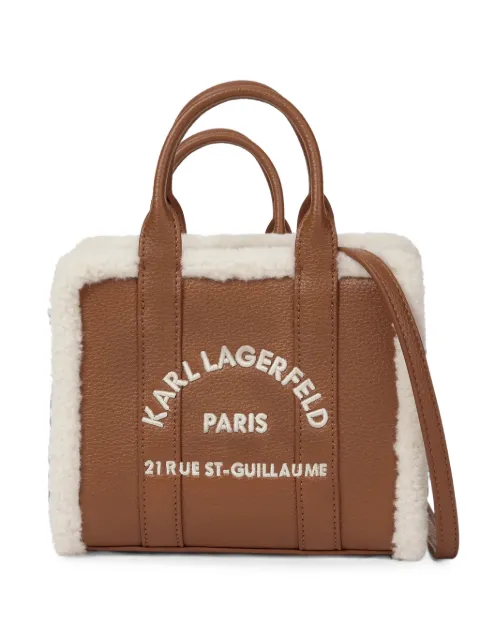 Karl Lagerfeld mini Rue St-Guillaume shearling square tote bag Brown B4W300891UR