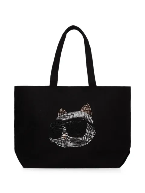 Karl Lagerfeld Ikon Choupette rhinestone shopper bag Black B4W50028999