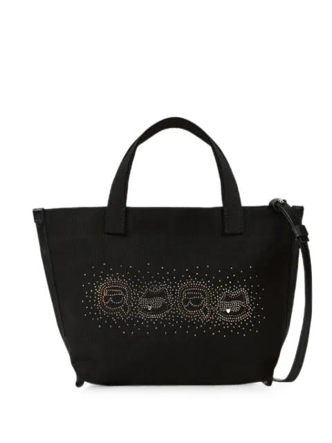 Karl Lagerfeld small Ikon rhinestones Karl & Choupette shopper bag Black B4W50029999