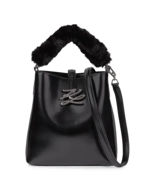 Karl Lagerfeld small K/Autograph leather bucket bag Black B4W302961AU