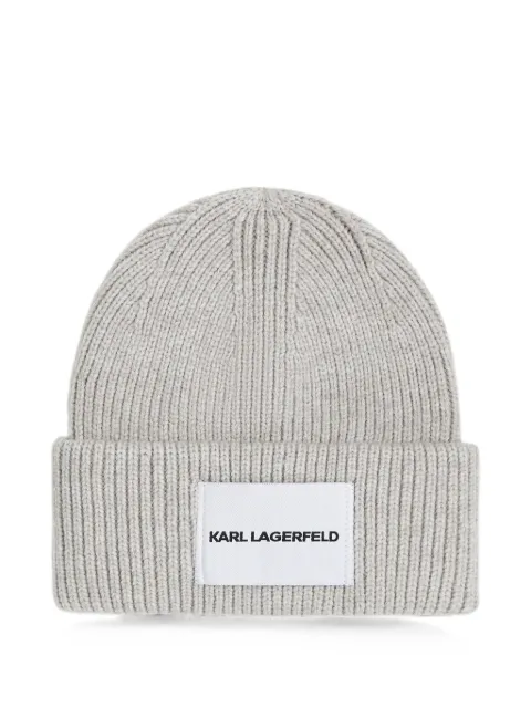 Karl Lagerfeld logo label beanie Neutrals B4M331001WU