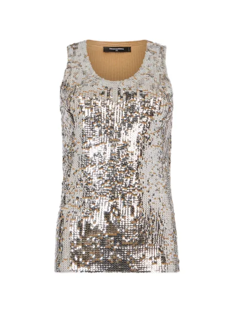 DSQUARED2 chic night all over paillettes tank top Silver S75HA1453D13234