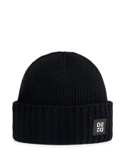 DSQUARED2 D2 Upside Down knit beanie Black KNM021401W00306