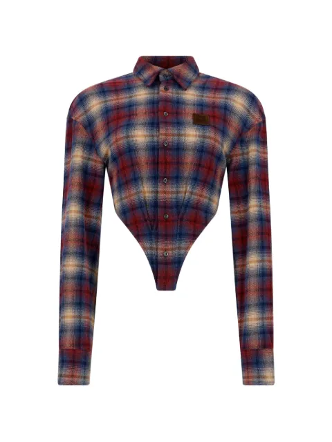 DSQUARED2 check-pattern asymmetrical shirt Red S75DL0956D35511