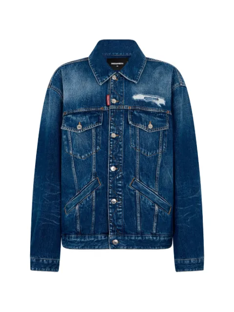 DSQUARED2 weathered-suede oversized jean jacket Blue S75AM1185D30038