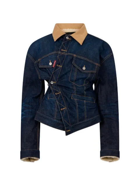 DSQUARED2 dark Urban wrap oversized jean jacket Blue S75AM1189S30664