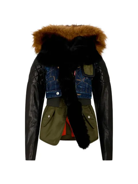 DSQUARED2 medium white & black spots hybrid nylon parka Green S75AM1198D30011