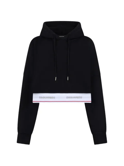 DSQUARED2 logo-tape elastic onion cropped hoodie Black S72GU0522D25028