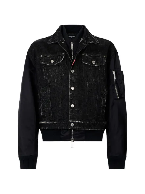 DSQUARED2 black aviator hybrid jean jacket Black S74AM1723D30042