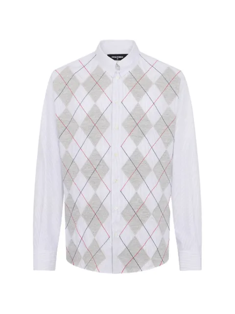 DSQUARED2 Argyle dropped-shoulder shirt White S74DM1049D35520