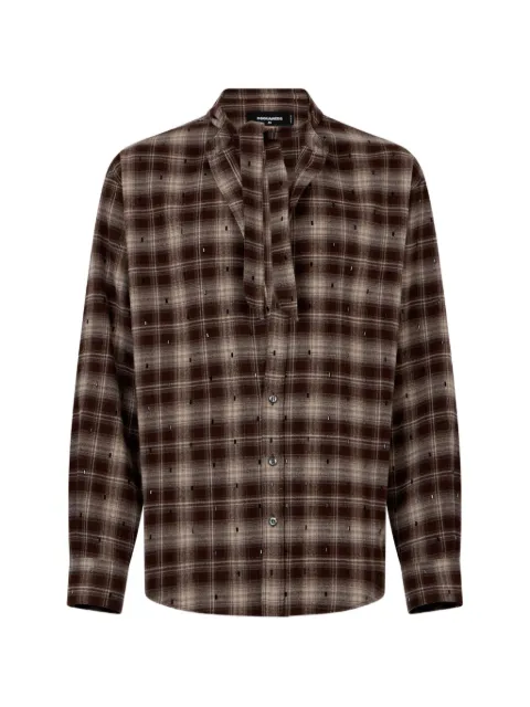DSQUARED2 classic check tie shirt Brown S74DM1058D35505