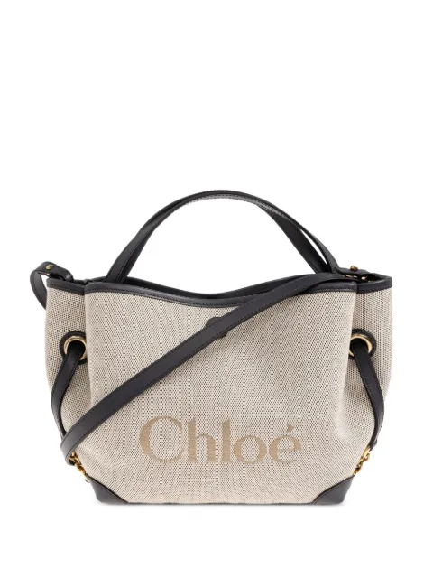 Chloé Clover logo-print leather-trim tote bag Neutrals CH26AS656S63