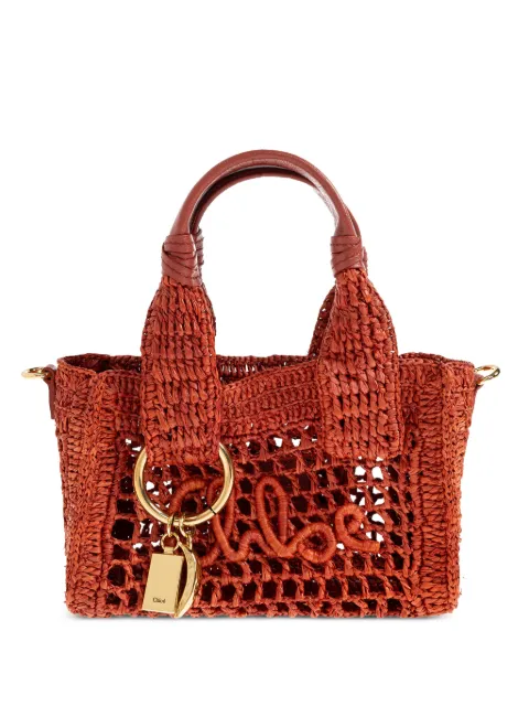 Chloé Summer Banana medium woven logo-patch tote bag Red CH26AP286P08