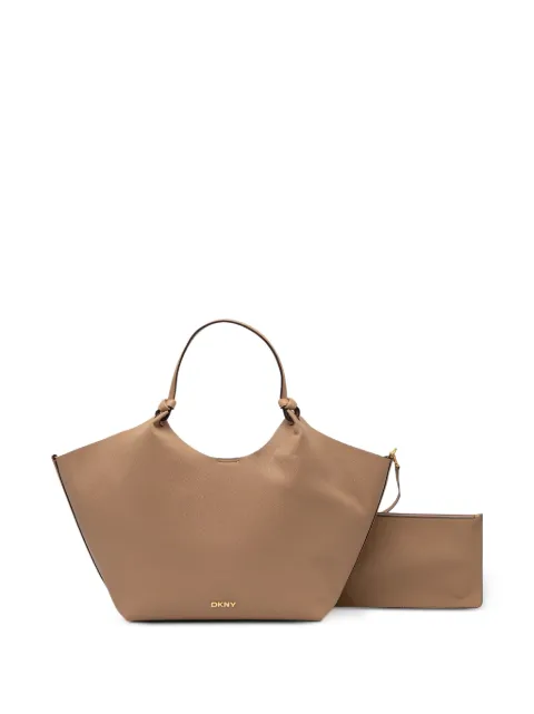DKNY extra large Paula logo-plaque pebbled tote bag Neutrals R42BAE48