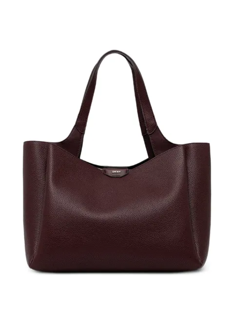 DKNY medium Willa logo-plaque pebbled-leather tote bag Red R43AYG32