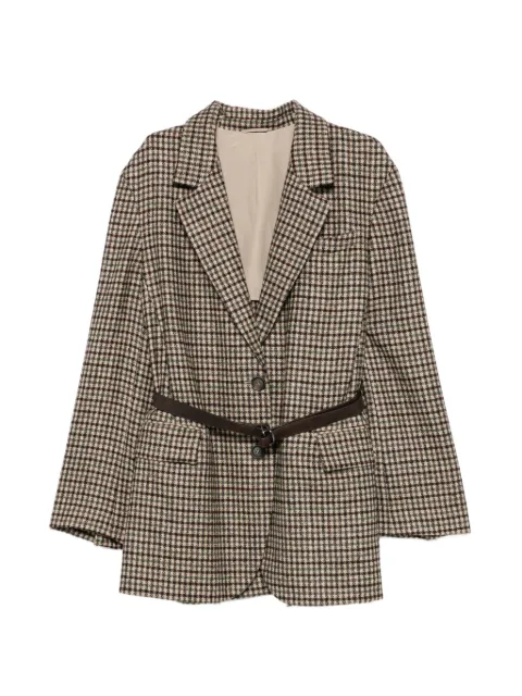 Brunello Cucinelli check-pattern belted blazer Neutrals MG5557633C020