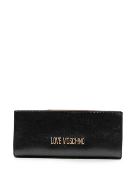 Love Moschino logo-plaque leather clutch bag Black JC4144PP1OLS0